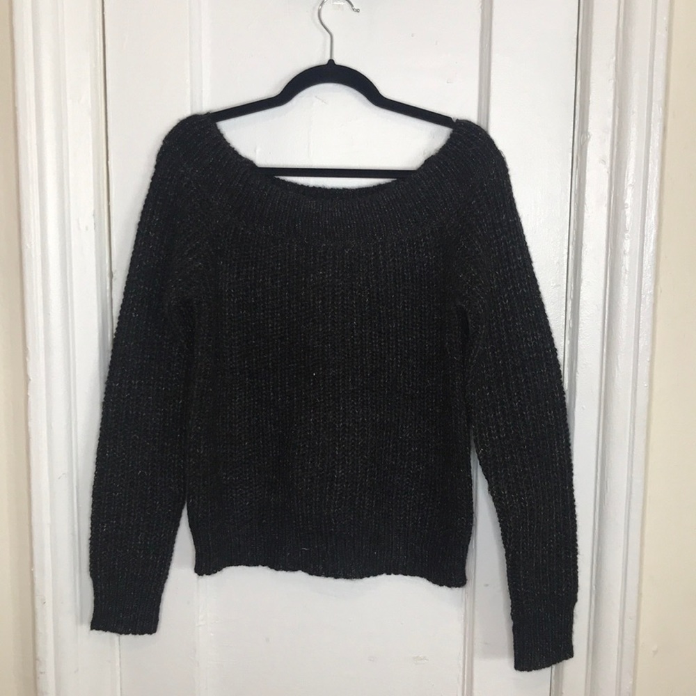 Forever 21 Plus Charcoal Off Shoulder Sweater